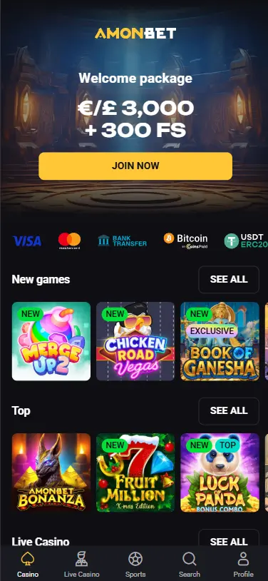 Amonbet Mobile Version