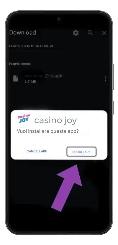 CasinoJoy Installa l'Applicazione
