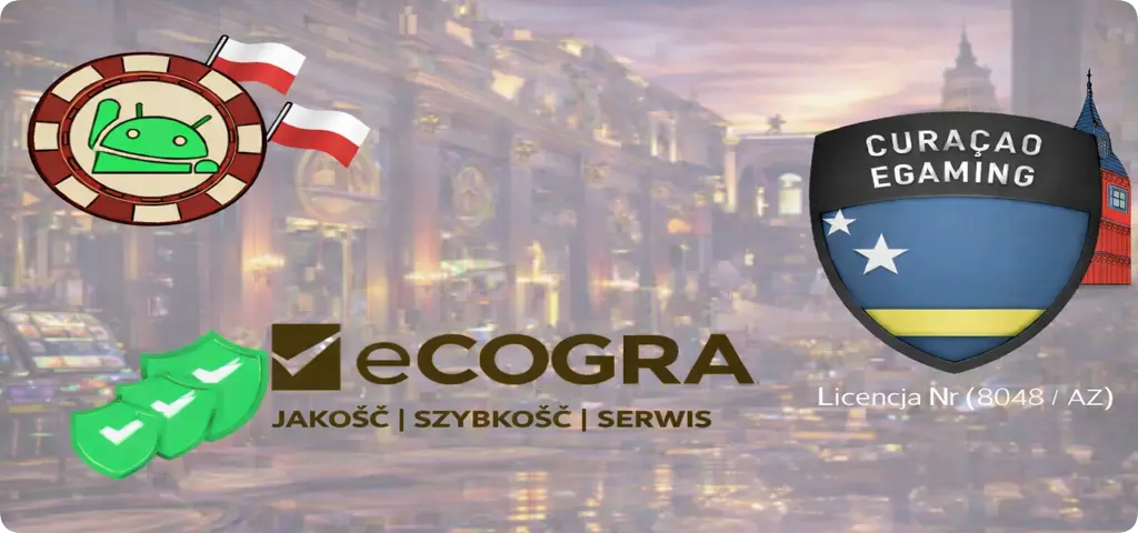 Banner licencji eCOGRA i Curasao Egaming